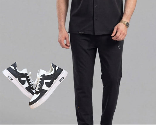 Black Safari Pockets Track Suit For Men