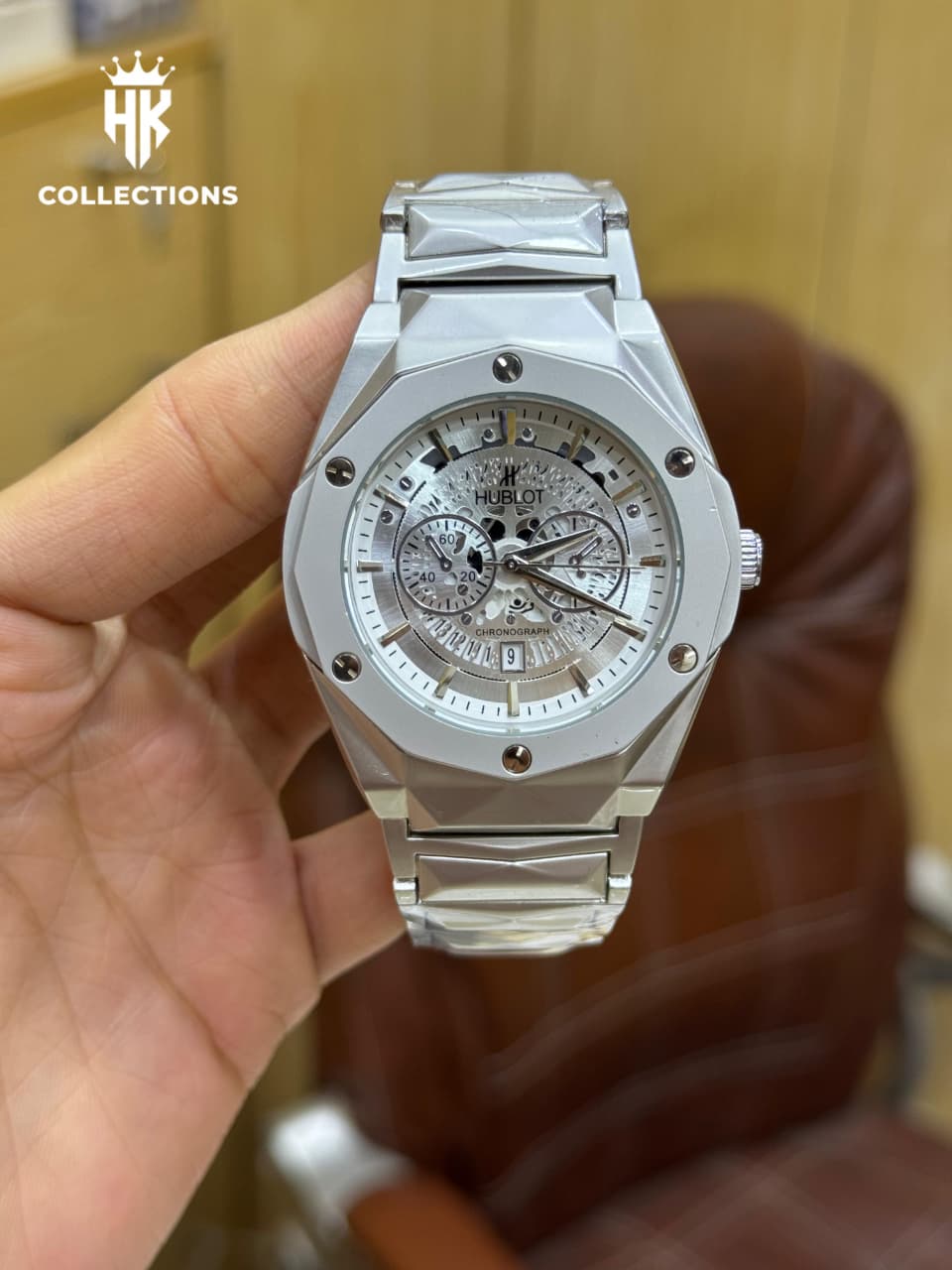Hublot Diamond Cut Skeleton Heavy Weight Watch With Box